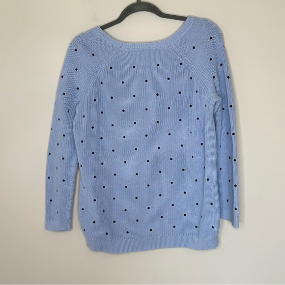 Talbots Light Blue‎ Sweater with Black Polka Dots Plus Size X Pima Cotton Preppy - Picture 2 of 8